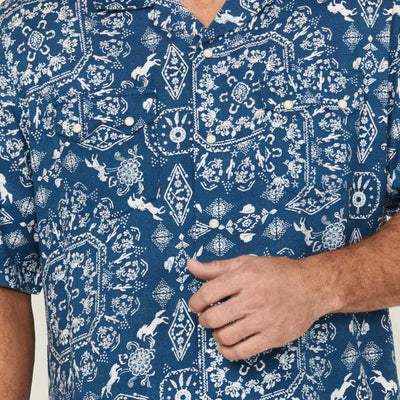 Wrangler Mens Western Snap Shirt Blue