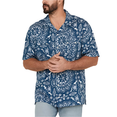 Wrangler Mens Western Snap Shirt Blue