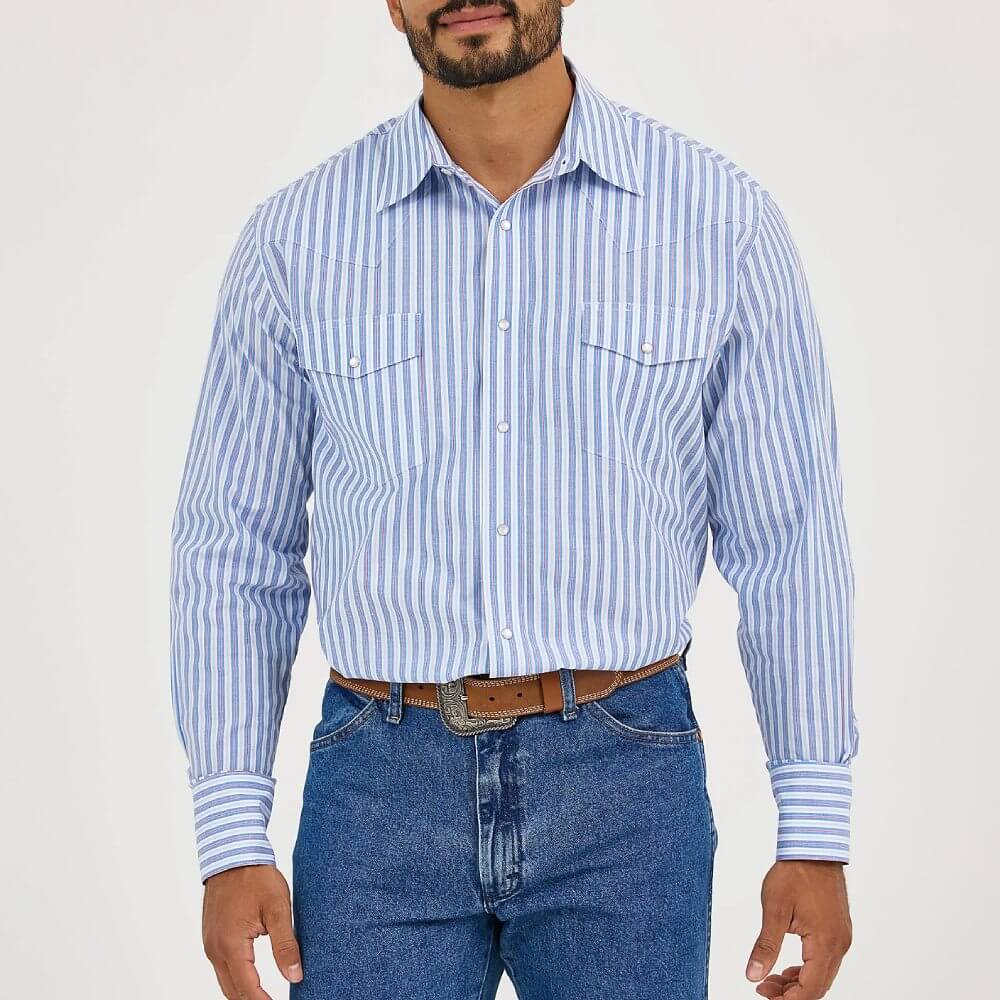 Wrangler Mens Western Snap Stripe Shirt