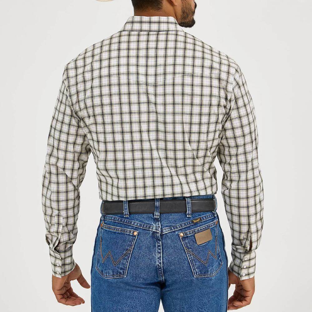 Wrangler Mens Wrinkle Resist Western Plaid Shirt