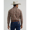 Wrangler Mens Wrinkle Resist Western Snap Plaid Shirt Biscotti (Brown) - 112381649
