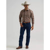 Wrangler Mens Wrinkle Resist Western Snap Plaid Shirt Biscotti (Brown) - 112381649
