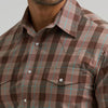 Wrangler Mens Wrinkle Resist Western Snap Plaid Shirt Biscotti (Brown) - 112381649