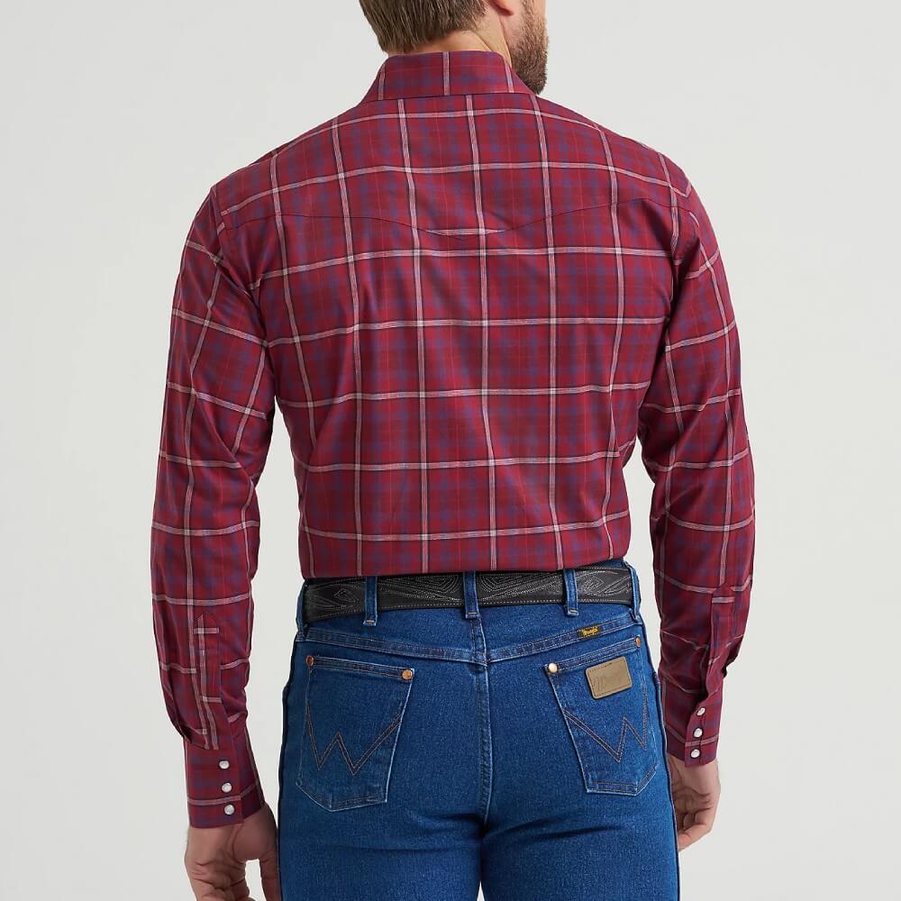 Wrangler Mens Wrinkle Resist Western Snap Plaid Shirt