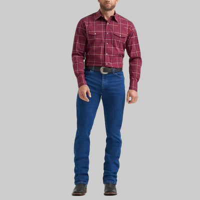 Wrangler Mens Wrinkle Resist Western Snap Plaid Shirt