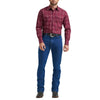 Wrangler Mens Wrinkle Resist Western Snap Plaid Shirt Garnet (red)- 112369263