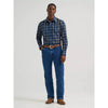 Wrangler Mens Wrinkle Resist Western Snap Plaid Shirt Gold Indigo - 112385340