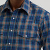 Wrangler Mens Wrinkle Resist Western Snap Plaid Shirt Gold Indigo - 112385340