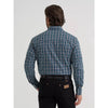 Wrangler Mens Wrinkle Resist Western Snap Plaid Shirt Storm (Navy) - 112381651