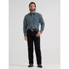 Wrangler Mens Wrinkle Resist Western Snap Plaid Shirt Storm (Navy) - 112381651