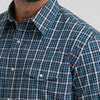 Wrangler Mens Wrinkle Resist Western Snap Plaid Shirt Storm (Navy) - 112381651