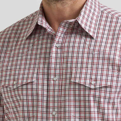Wrangler Mens Wrinkle Resist Western Snap Shirt Scarlet Layer (red)- 112369465