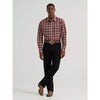 Wrangler Mens Wrinkle Resist Western Snap Shirt Crosscut Burgundy - 112385342