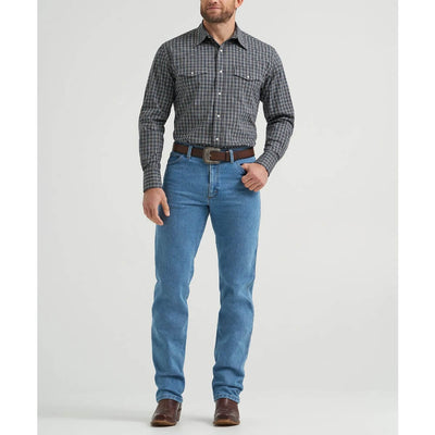 Wrangler Mens Wrinkle Resist Western Snap Shirt Deep Grey Plaid - 112369399