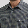 Wrangler Mens Wrinkle Resist Western Snap Shirt Deep Grey Plaid - 112369399