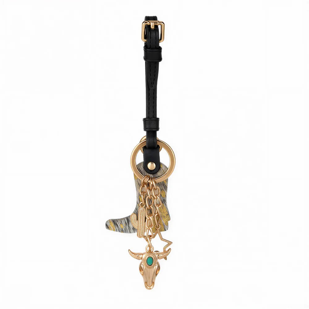 Wrangler Western Cowhide Cowboy Boot Bag Charm Black - WGC-1016BK