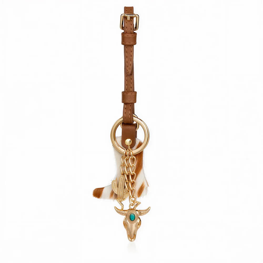 Wrangler Western Cowhide Cowboy Boot Bag Charm Brown - WGC-1016BR