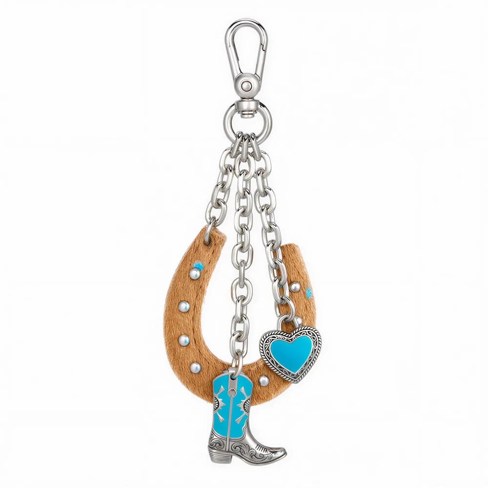 Wrangler Western Cowhide Horse Shoe Bag Charm  - WGC-1011HORSE