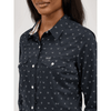 Wrangler Womens All Occasion Western Snap Shirt Horseshoe Black