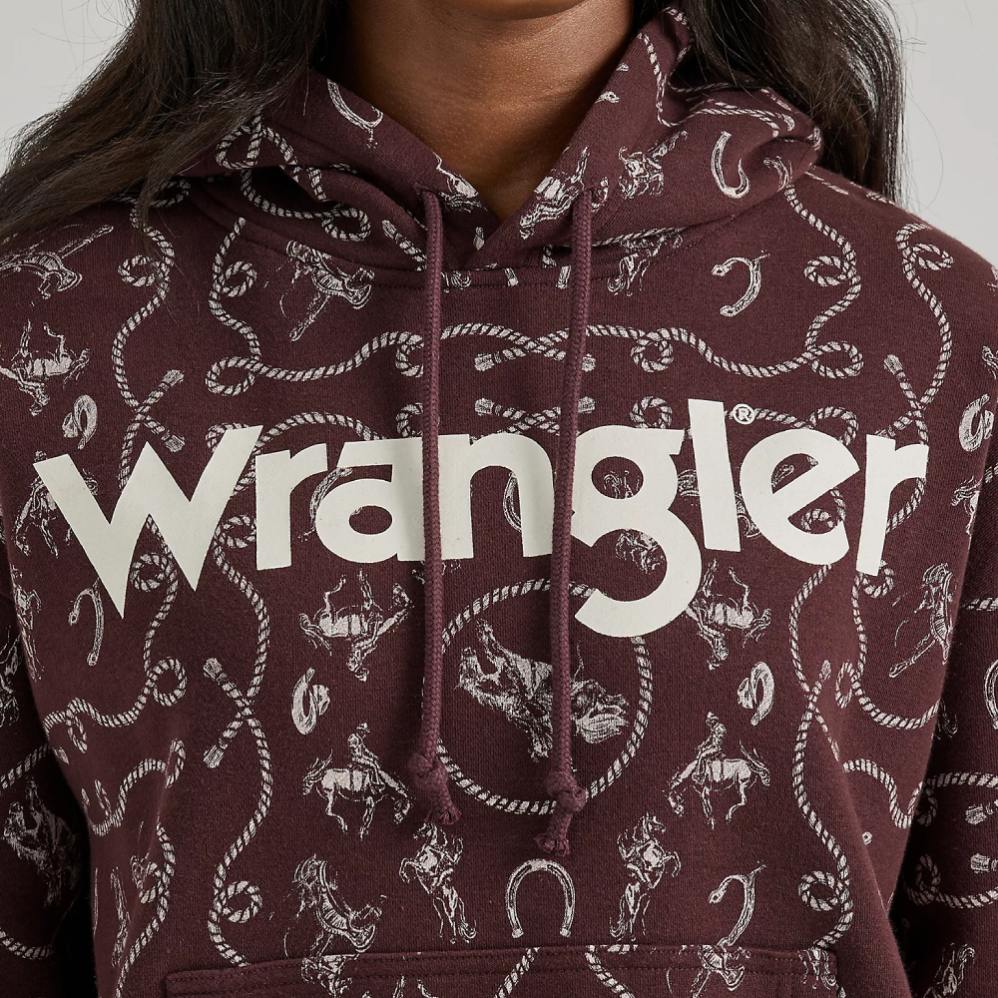 Wrangler Womens Allover Western Cinched Hoodie