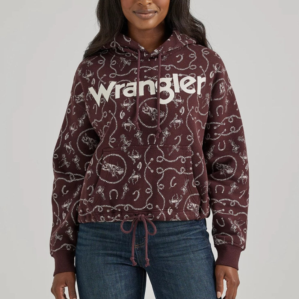 Wrangler Womens Allover Western Cinched Hoodie