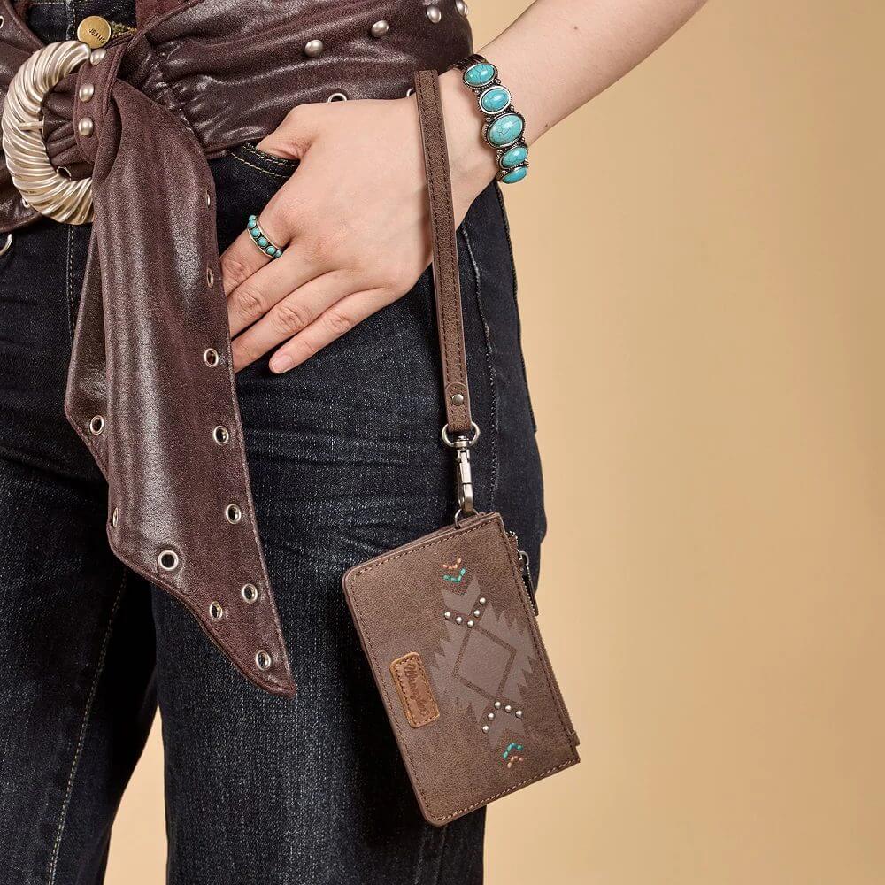 Wrangler Womens Aztec Card Case Wallet Coffee - WG333-W0055CF