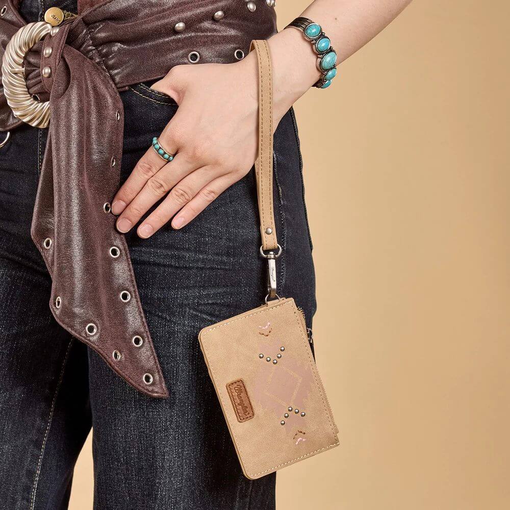 Wrangler Womens Aztec Card Case Wallet Tan - WG333-W0055TN