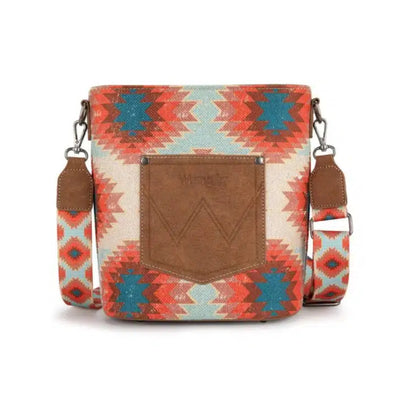 Wrangler Womens Aztec Distressed Print Dual Sided Print Crossbody - WG221-8360BDY
