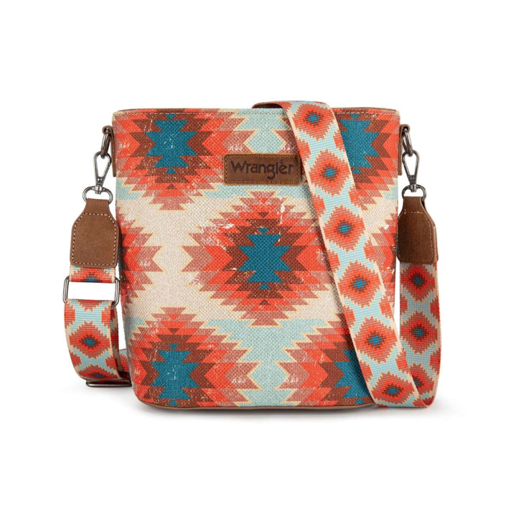 Wrangler Womens Aztec Distressed Print Dual Sided Print Crossbody - WG221-8360BDY