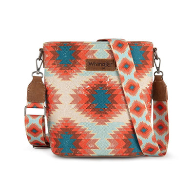 Wrangler Womens Aztec Distressed Print Dual Sided Print Crossbody - WG221-8360BDY