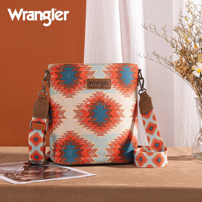 Wrangler Womens Aztec Distressed Print Dual Sided Print Crossbody - WG221-8360BDY