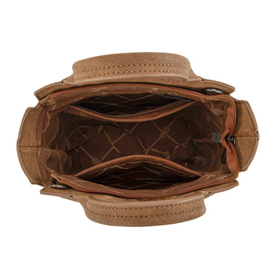 Wrangler Womens Aztec Embroidered Floral Embossed Tote/Crossbody Brown - WG211-8014BR