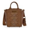 Wrangler Womens Aztec Embroidered Floral Embossed Tote/Crossbody Brown - WG211-8014BR