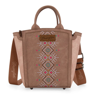 Wrangler Womens Aztec Embroidered Floral Embossed Tote/Crossbody - WG211-8014DPK