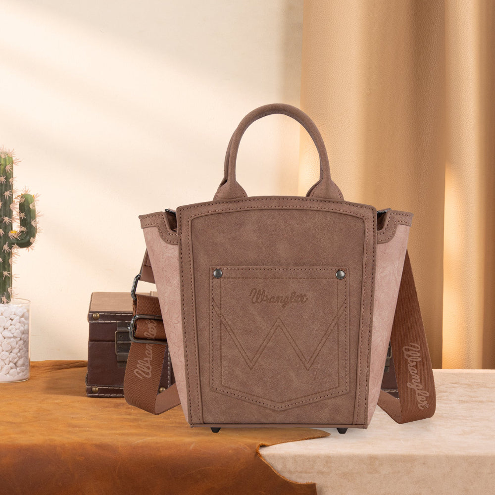 Wrangler Womens Aztec Embroidered Floral Embossed Tote/Crossbody - WG211-8014DPK