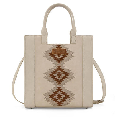 Wrangler Womens Aztec Embroidered Tote Bag/Crossbody Beige - WG218-8900BG