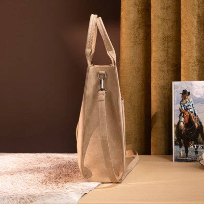 Wrangler Womens Aztec Embroidered Tote Bag/Crossbody Tan - WG218-8900TN