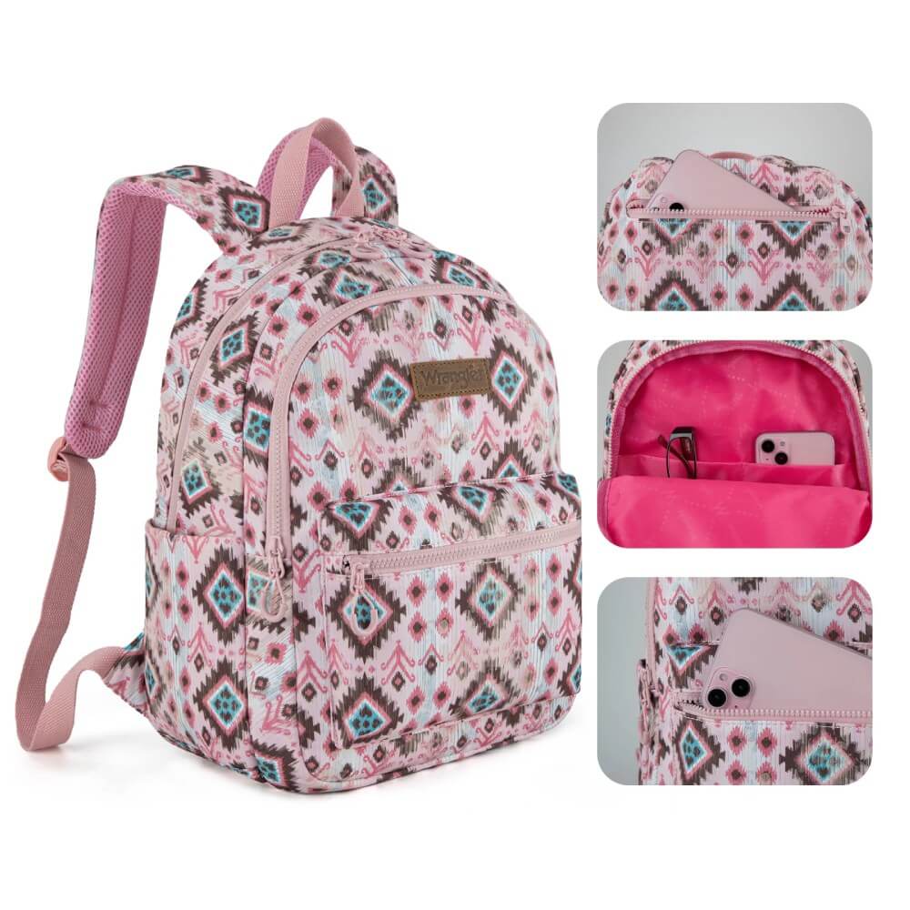 Wrangler Womens Aztec Print Backpack Pink