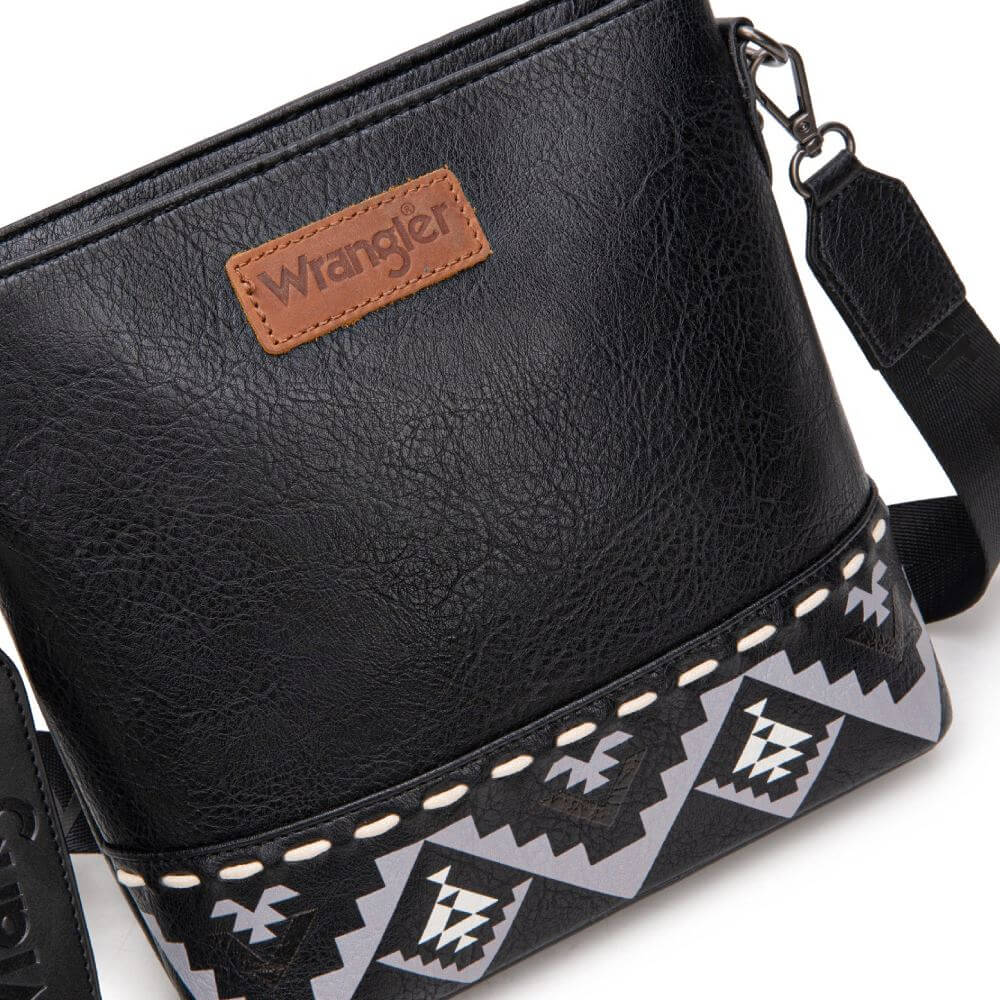 Wrangler Womens Aztec Print Crossbody Bag Black - WG297G-8360BK