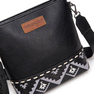 Wrangler Womens Aztec Print Crossbody Bag Black - WG297G-8360BK
