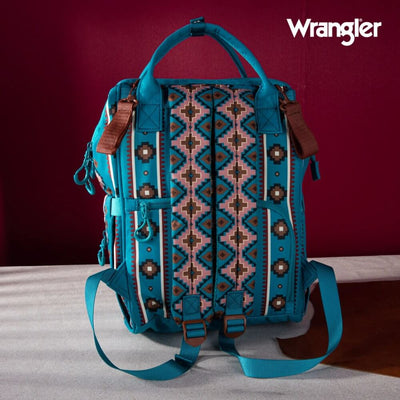 Wrangler Womens Aztec Printed Callie Backpack Turquoise - WG2204-9110-TQ