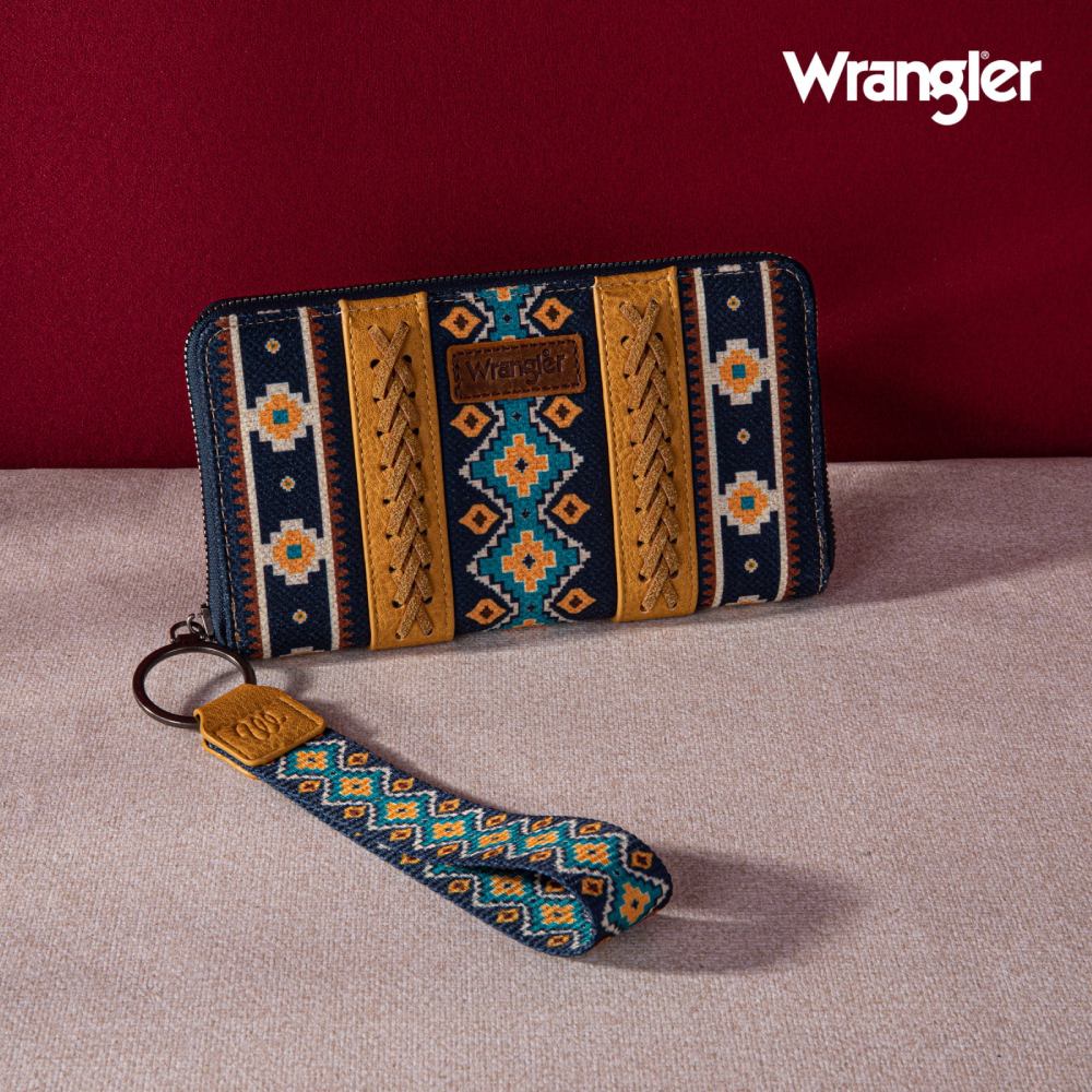 Wrangler Womens Aztec Southwestern Pattern Wristlet Wallet