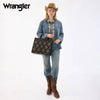 Wrangler Womens Aztec Studded Denim Tote/Crossbody Bag Black - WG435-8119BK