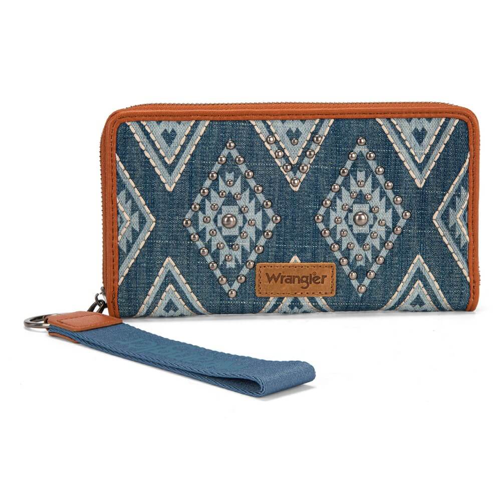 Wrangler Womens Aztec Studded Wallet/Wristlet Jean - WG435-W006JN