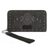 Wrangler Womens Aztec Studded Zip-Around Wallet Black - WG333-W006BK