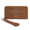 Wrangler Womens Aztec Studded Zip-Around Wallet Brown - WG333-W006BR