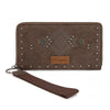 Wrangler Womens Aztec Studded Zip-Around Wallet Coffee - WG333-W006CF