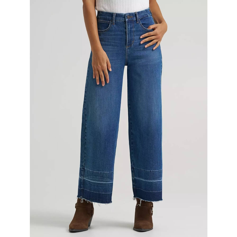 Wrangler Womens BESPOKE Wide Leg Crop Jeans Leanna - 112382335