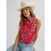 Wrangler Womens Bandana Print Shirt Vest Red - 112379495