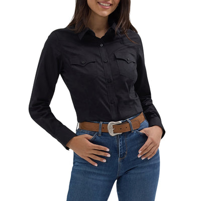 Wrangler Womens Black Button Down Shirt